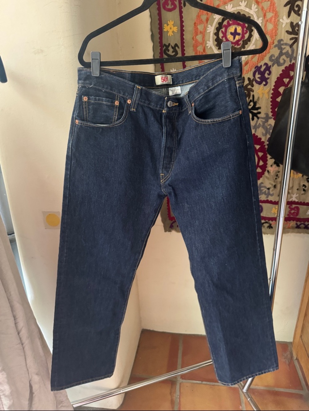 Levi's Men's Straight Jeans in Dark Blue Denim